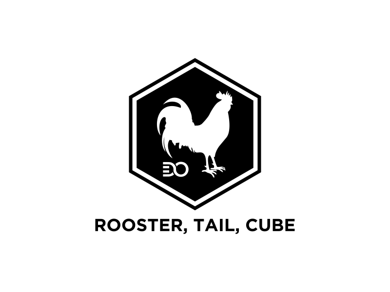 Rooster, Tail, 3 Dimensional Cube - Play on the words Cocktail Cubes logo design by sodimejo