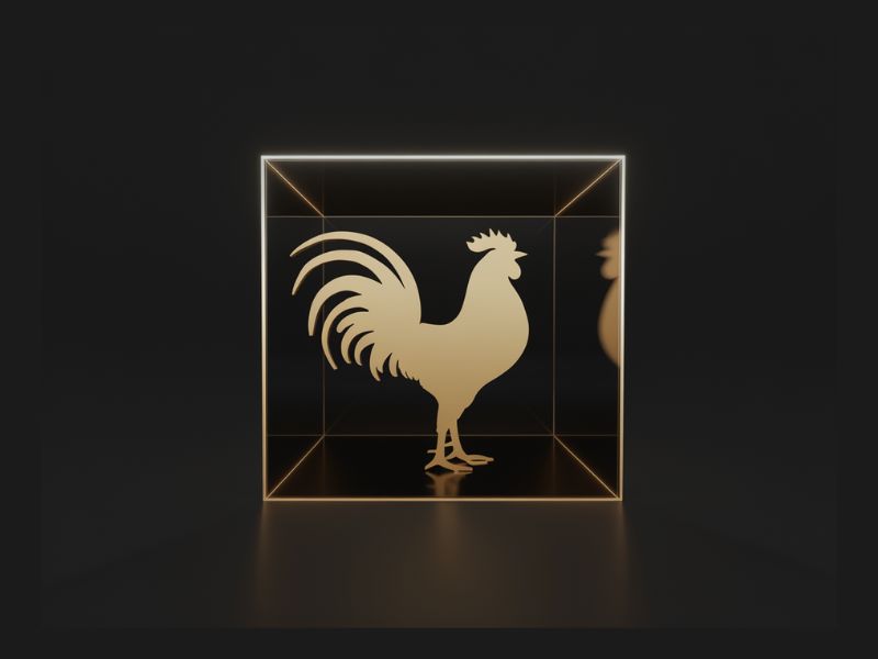 Rooster, Tail, 3 Dimensional Cube - Play on the words Cocktail Cubes logo design by Octavino Arianto