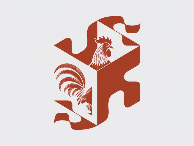 Rooster, Tail, 3 Dimensional Cube - Play on the words Cocktail Cubes logo design by Octavino Arianto