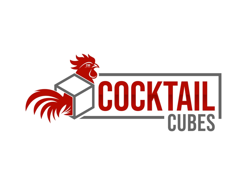 Rooster, Tail, 3 Dimensional Cube - Play on the words Cocktail Cubes logo design by brandshark