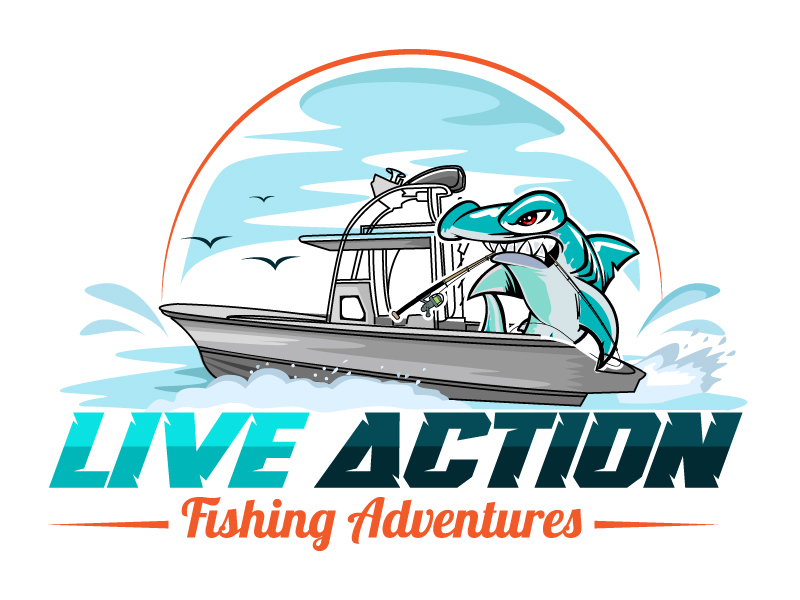 LIVE ACTION FISHING ADVENTURES logo design by Boomstudioz