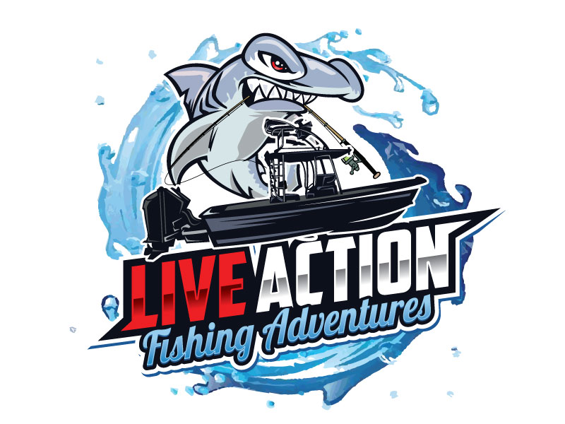LIVE ACTION FISHING ADVENTURES logo design by REDCROW