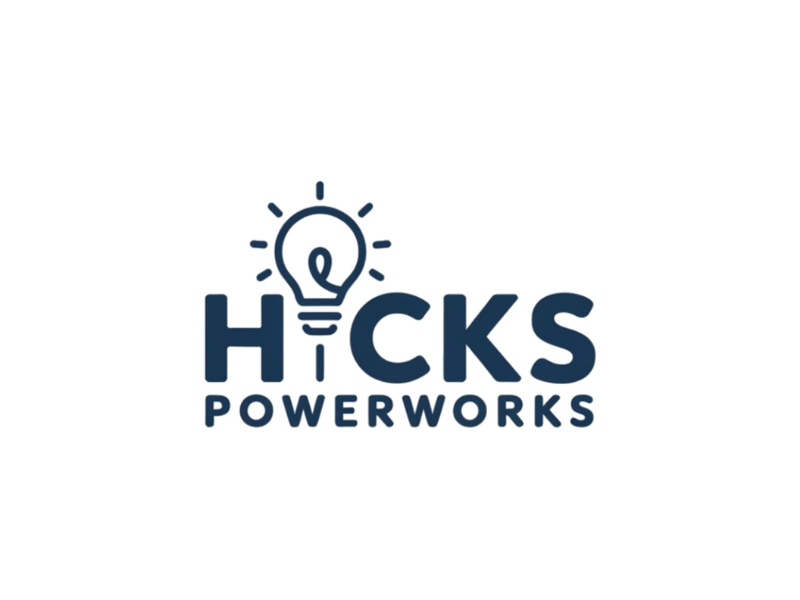 Hicks PowerWorks logo design by Queen D
