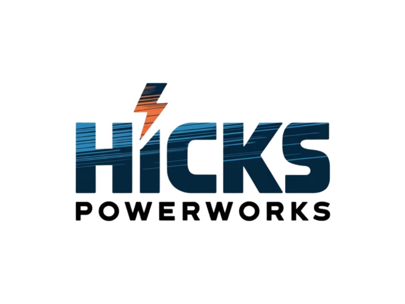 Hicks PowerWorks logo design by Queen D