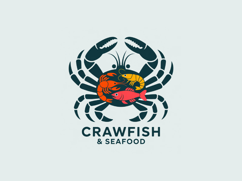 Crawfish&seafood app logo logo design by Poki