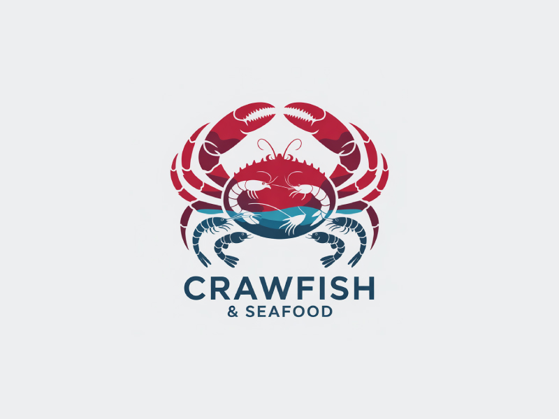 Crawfish&seafood app logo logo design by Poki