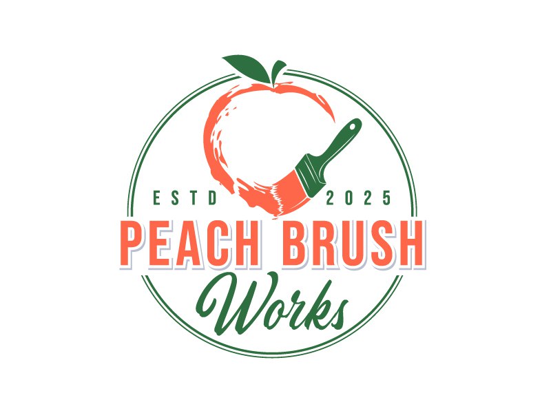 Peach Brush Works logo design by MonkDesign