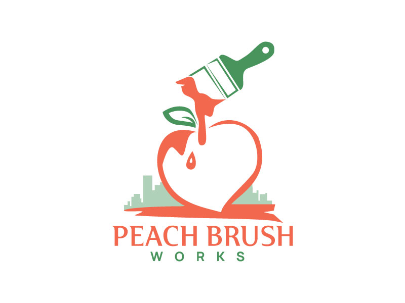 Peach Brush Works logo design by MonkDesign