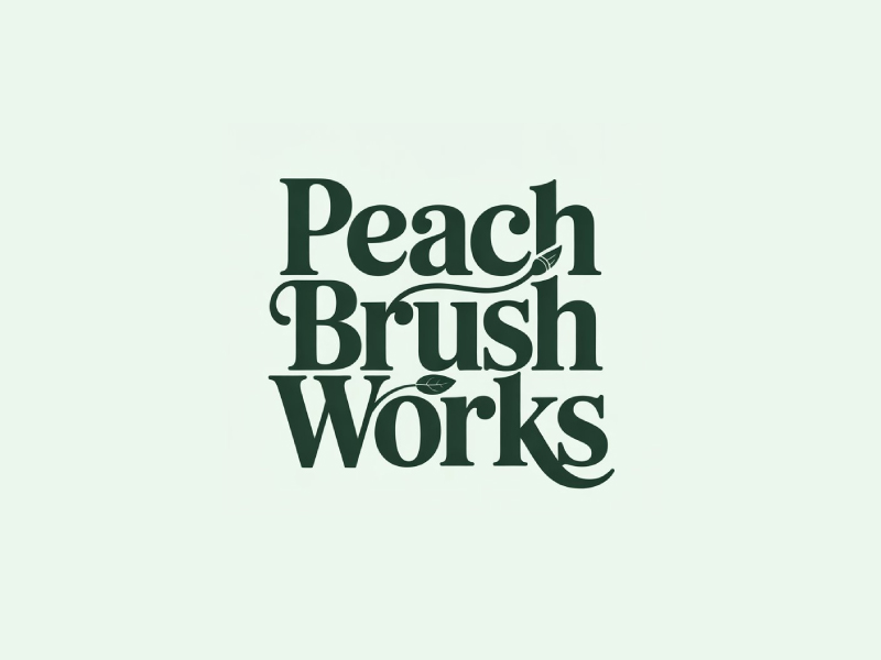 Peach Brush Works logo design by Poki