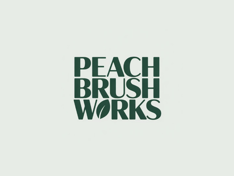Peach Brush Works logo design by Poki