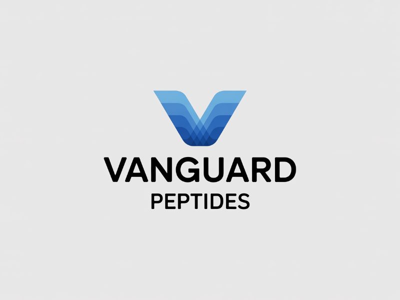 Vanguard Peptides logo design by Octavino