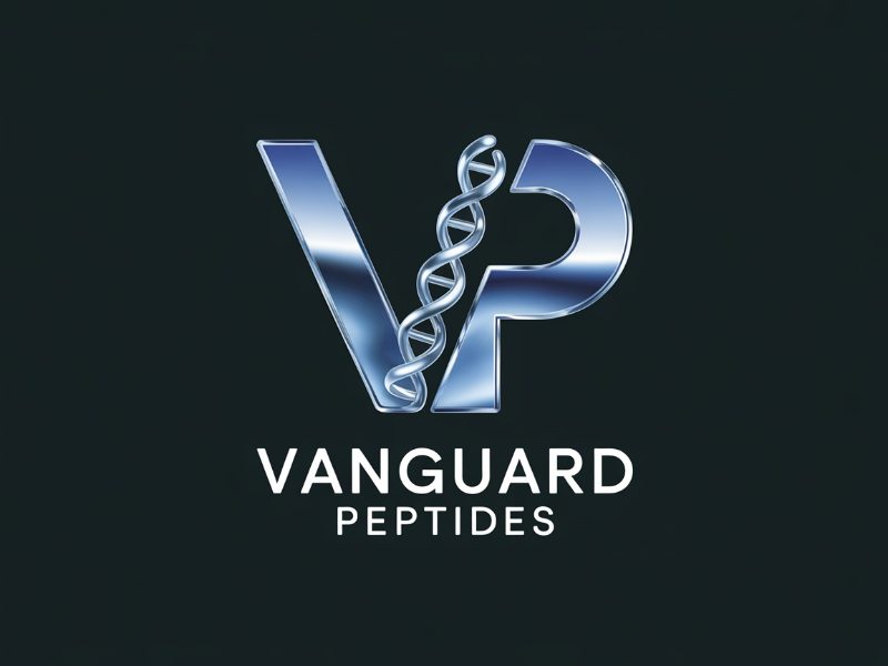 Vanguard Peptides logo design by Octavino