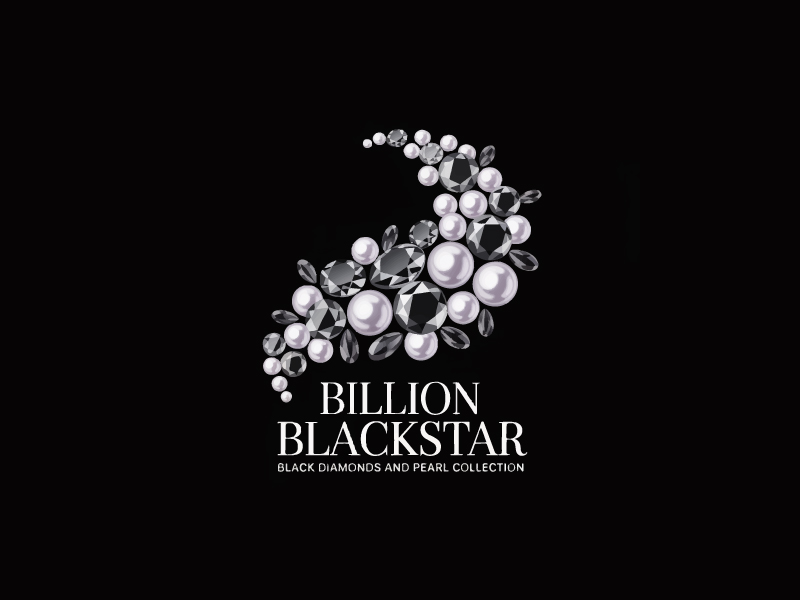 Billion Blackstar Black Diamonds and Pearl Collection logo design by Poki