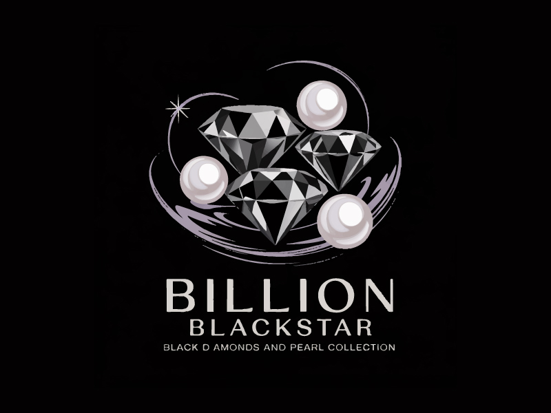 Billion Blackstar Black Diamonds and Pearl Collection logo design by Poki