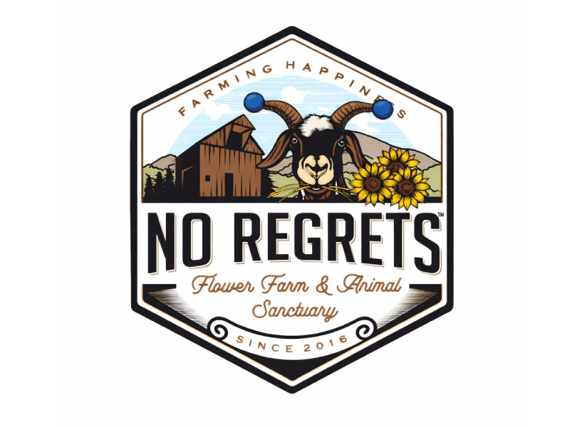 No Regrets Flower Farm & Animal Sanctuary logo design by Mr uink