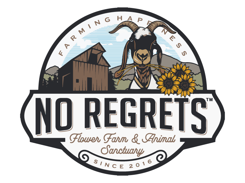 No Regrets Flower Farm & Animal Sanctuary logo design by Zero9
