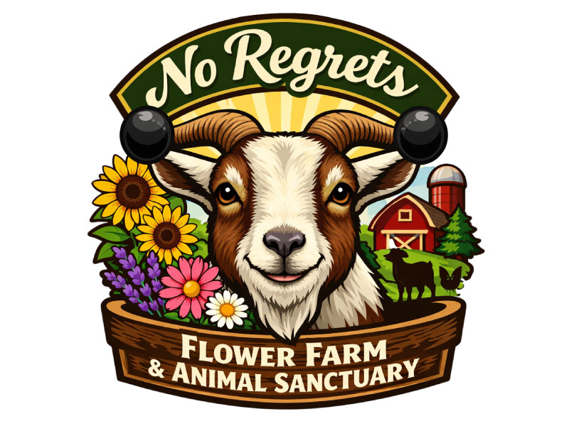 No Regrets Flower Farm & Animal Sanctuary logo design by Bibek Nag