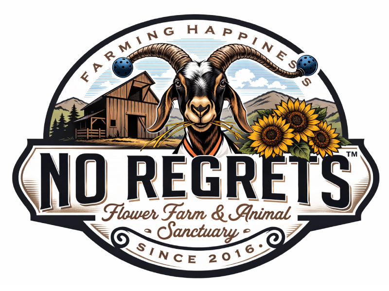 No Regrets Flower Farm & Animal Sanctuary logo design by Suparna