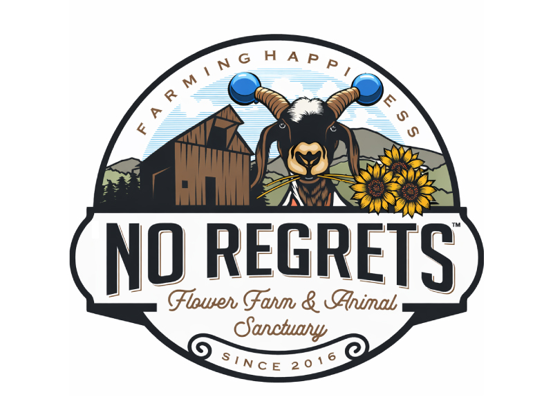 No Regrets Flower Farm & Animal Sanctuary logo design by USDOT