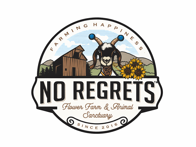 No Regrets Flower Farm & Animal Sanctuary logo design by DADA007
