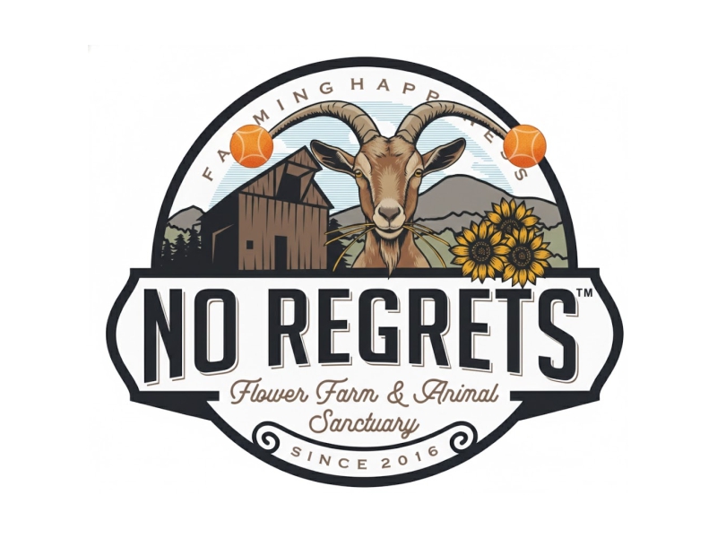 No Regrets Flower Farm & Animal Sanctuary logo design by rykos