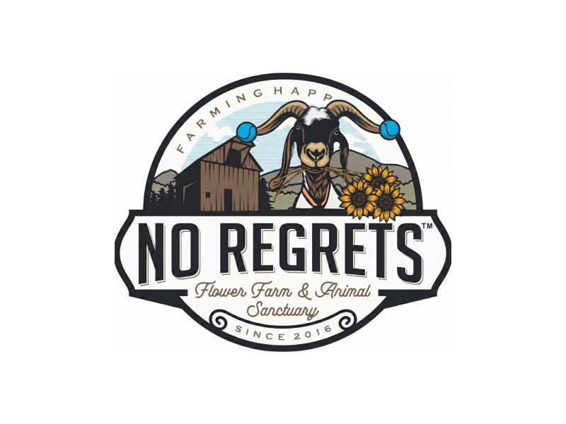 No Regrets Flower Farm & Animal Sanctuary logo design by Octavino