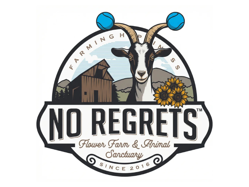 No Regrets Flower Farm & Animal Sanctuary logo design by Poki