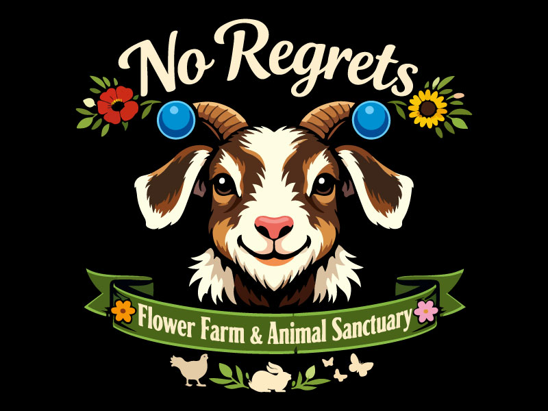 No Regrets Flower Farm & Animal Sanctuary logo design by Bad Boy