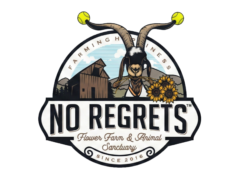 No Regrets Flower Farm & Animal Sanctuary logo design by cwrproject