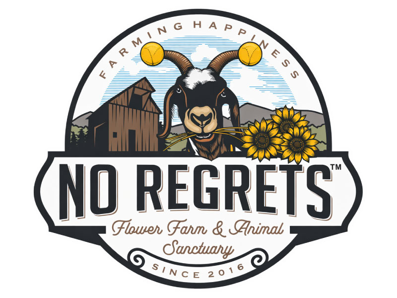 No Regrets Flower Farm & Animal Sanctuary logo design by King