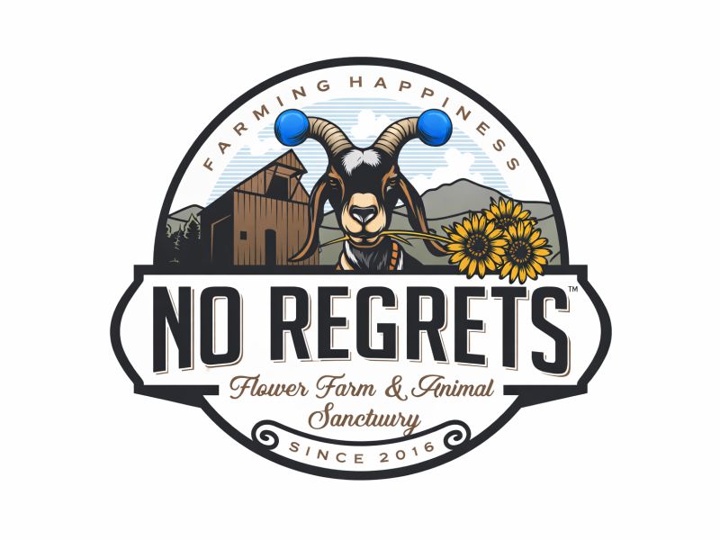 No Regrets Flower Farm & Animal Sanctuary logo design by Al-fath